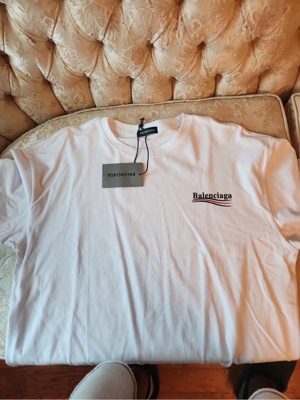 Balenciaga White Short Sleeve Logo Crew T-Shirt